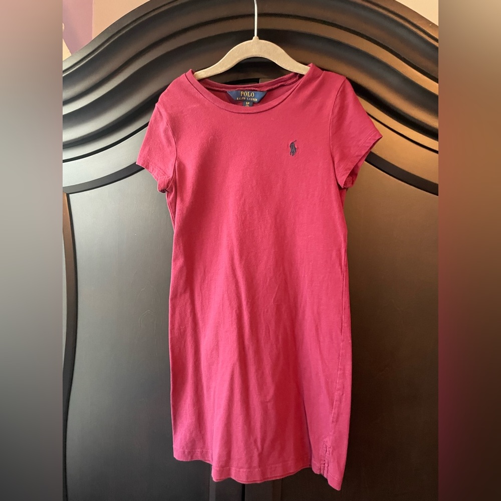 Girls, maroon Ralph Lauren T-shirt dress